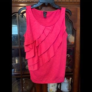 Rafaella Small  Tank Top Hot Pink Ruffled Pullover Polyester Spandex Stretch